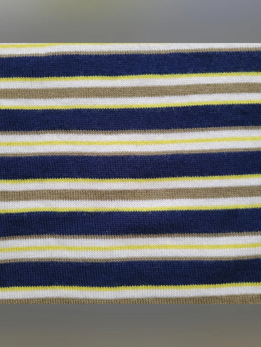 J. Crew Carolyn Sweater Tee Striped Merino Wool Navy Blue Yellow Crew Neck Small
